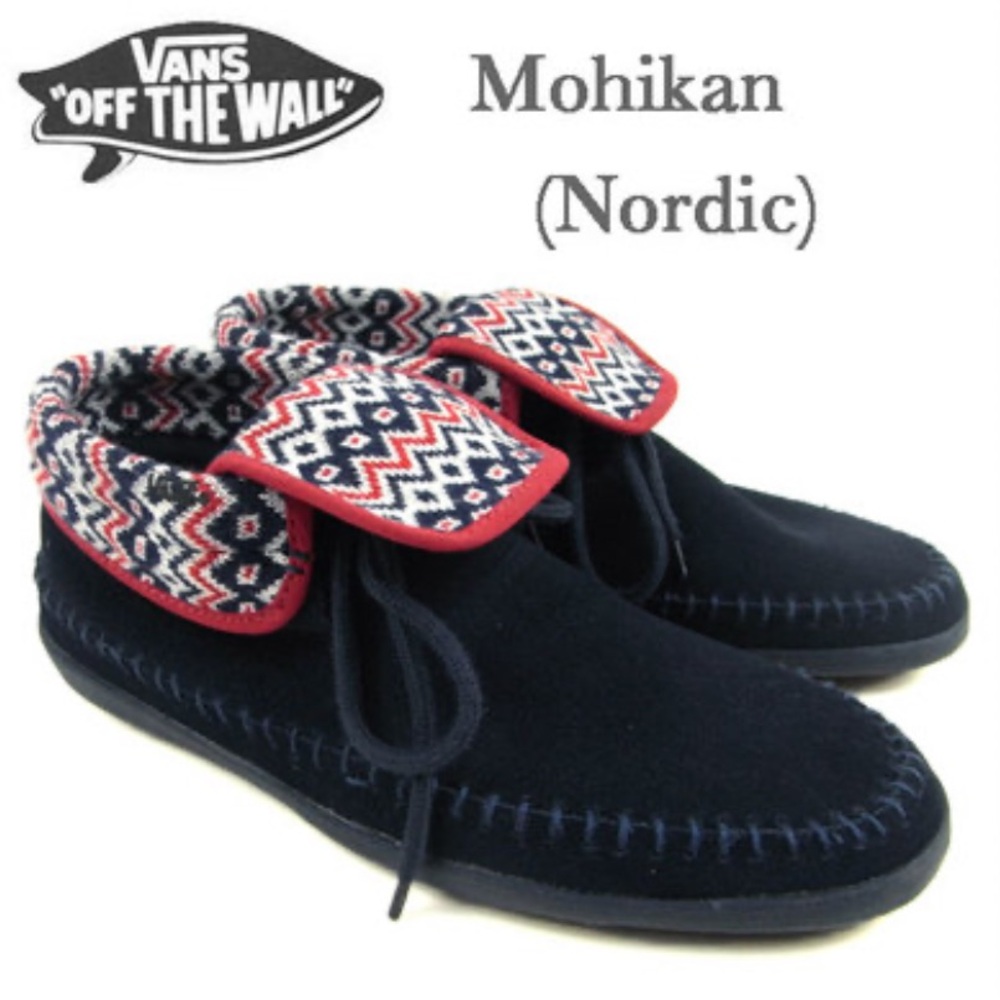 New Vans Surf Siders Moccasins in Blue Nordic Pattern